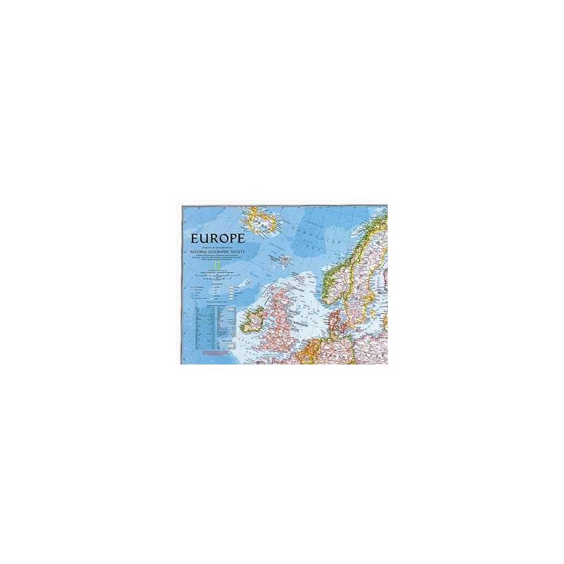 National Geographic Hartă continentală Harta politică a Europei, mare laminată