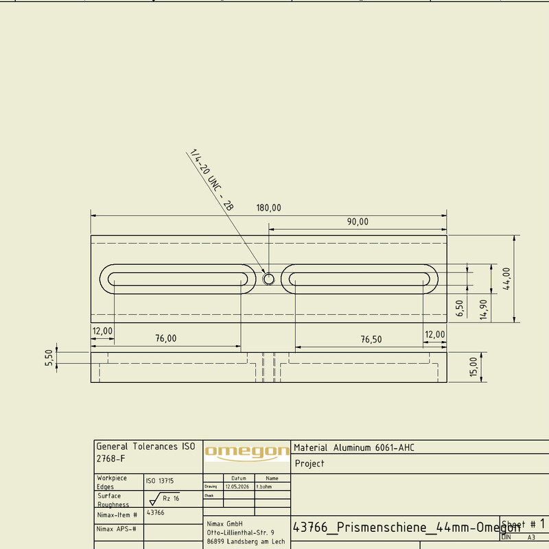 Omegon 180mm Sina prismatica cu surub