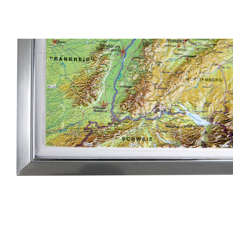 Georelief Harta in relief 3D a Germaniei, mare, in cadru de aluminiu (in germana)