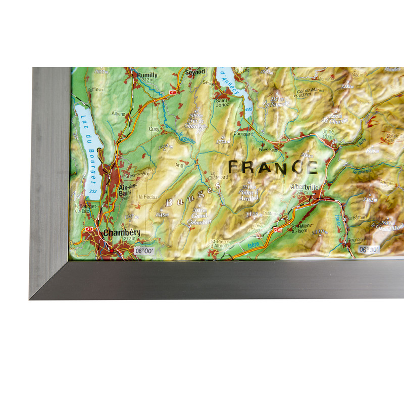 Georelief Harta in relief 3D a Elvetiei, mare, in cadru de aluminiu (in germana)