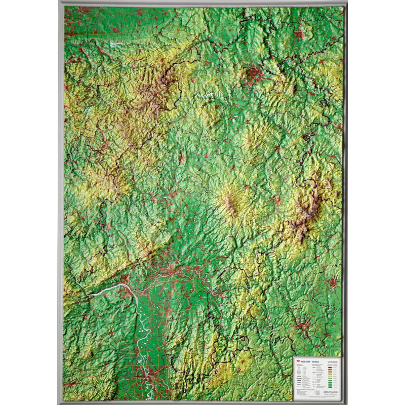 Georelief Harta in relief 3D Hesse, mare (in germana)
