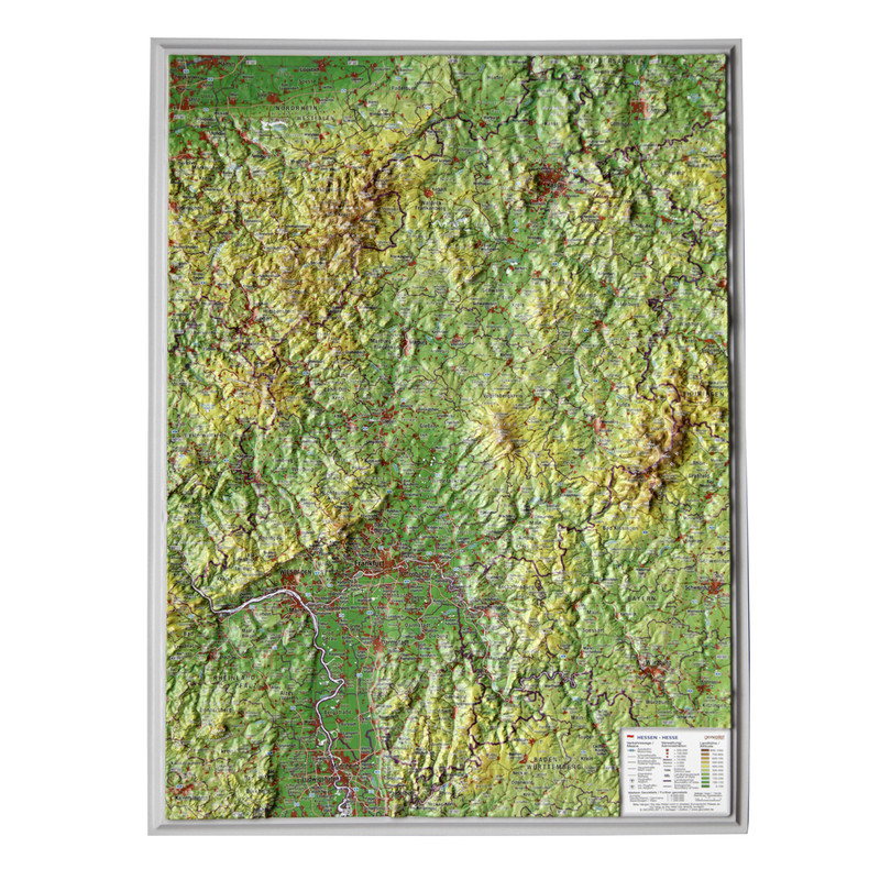Georelief Harta in relief 3D Hesse, mica (in germana)