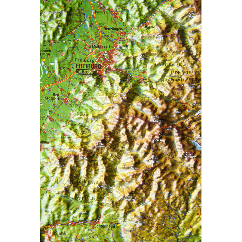 Georelief Harta in relief 3D Padurea Neagra, mica (in germana)