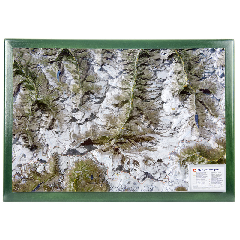 Georelief Harta iregiunii Matterhorn, in cadru de lemn (in germana)