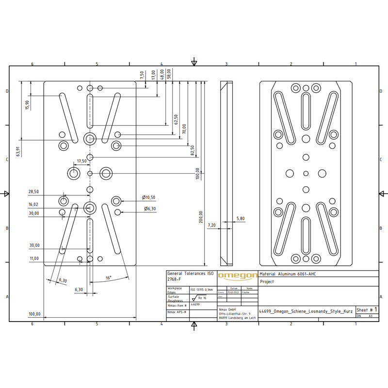 Omegon Placa universala de montare Losmandy style (scurta)