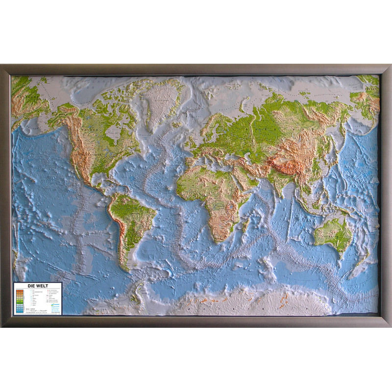 geo-institut Harta lumii Relief Map Harta lumii Silver line fizică Rusă