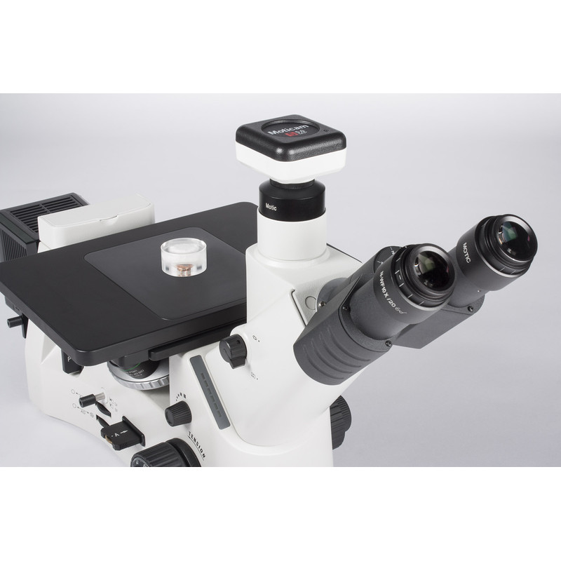 Motic Microscop inversat AE2000 MET, trino, 50x-500x, LM, Darkfield, 100W