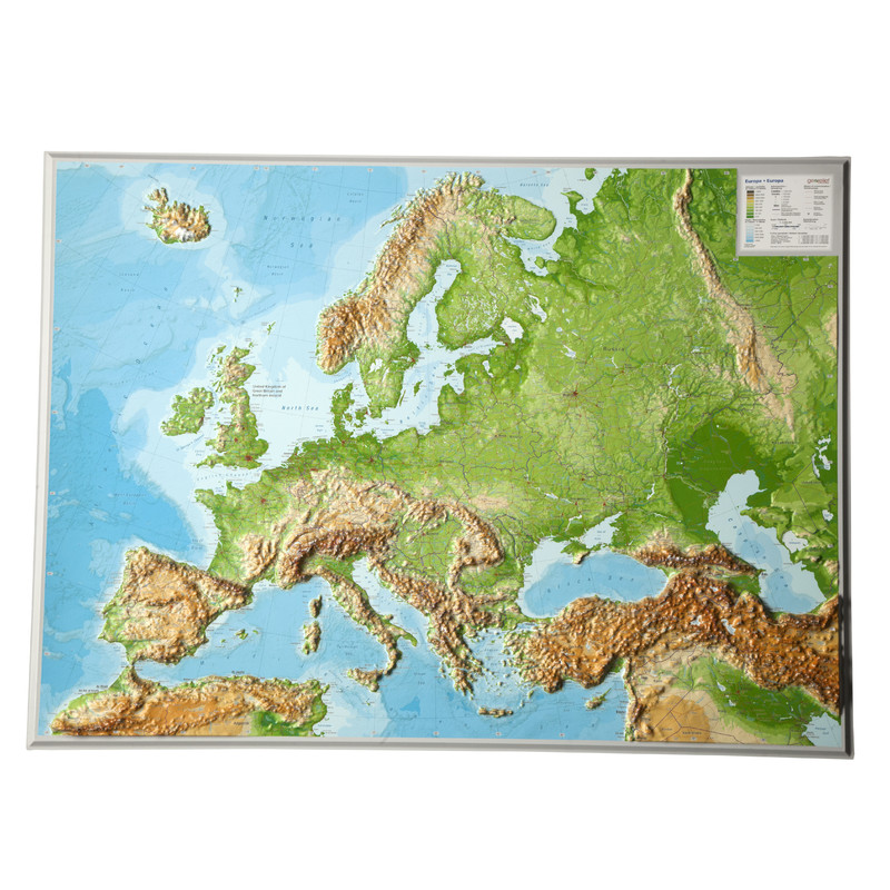 Georelief Hartă continentală Harta Europei in relief mare, 3D