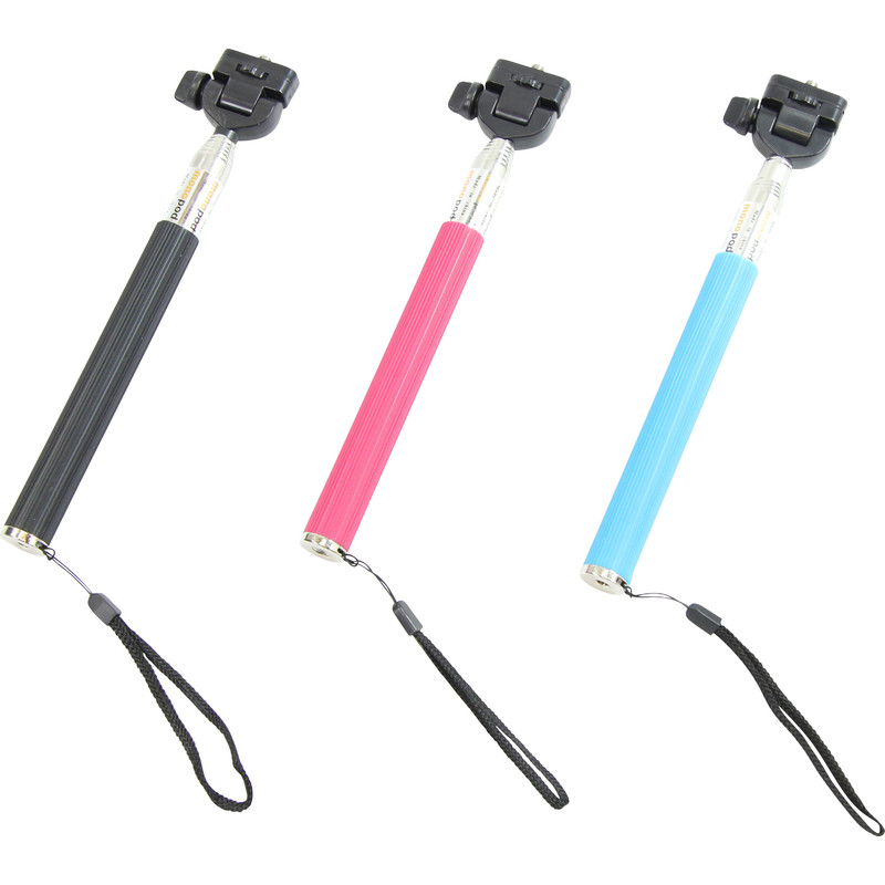 Monopied din aluminiu Selfie stick pentru smartphone-uri și camere compacte, roz