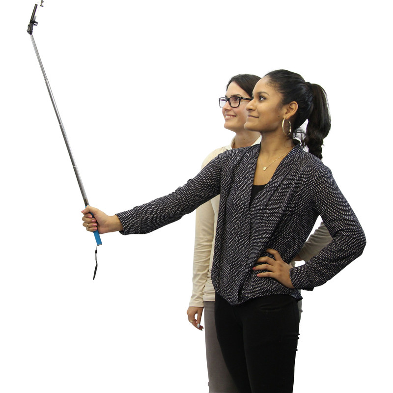 Monopied din aluminiu Selfie stick pentru smartphone-uri și camere compacte, roz