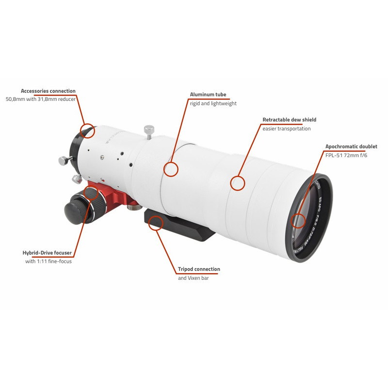 PrimaLuceLab Refractor apochromat AP 72/430 ED Airy OTA