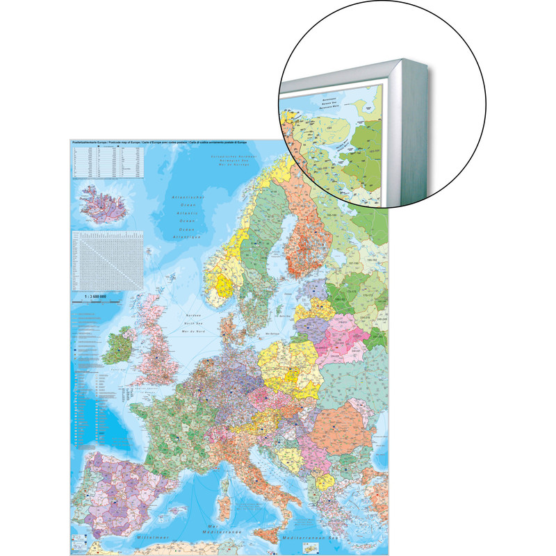 Stiefel Hartă continentală Harta codurilor postale ale Europei pe tabla