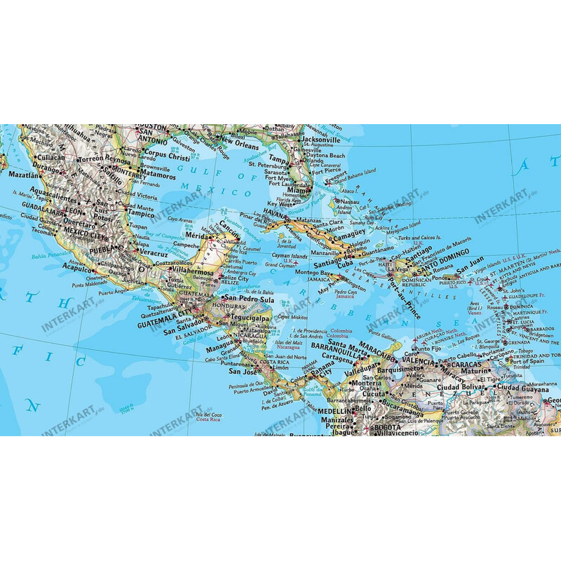 National Geographic Hartă continentală America de Nord și America de Sud din punct de vedere politic (58 x 91 cm)