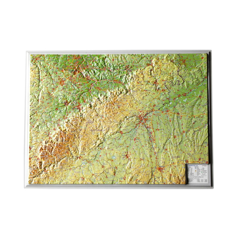 Georelief Harta Jura Șvabă 3D, mica