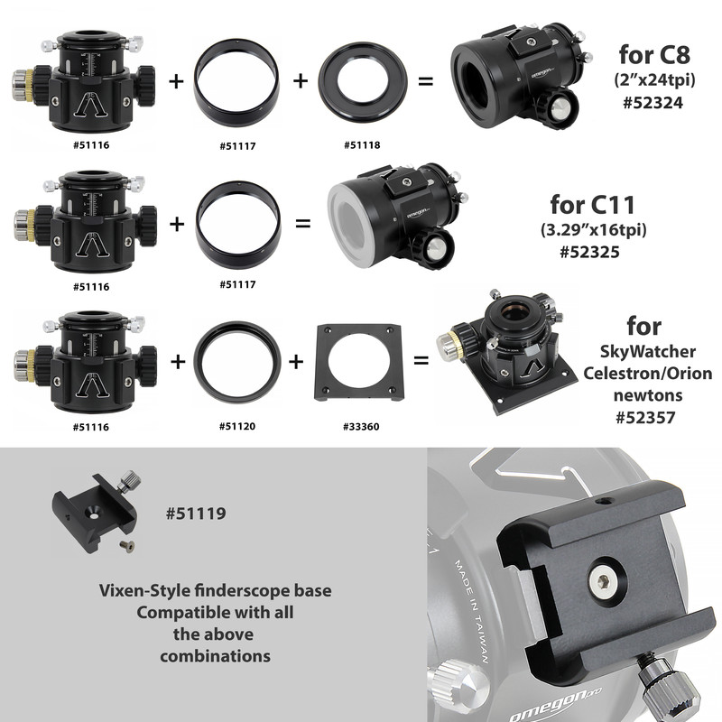 Omegon Focuser Focalizator V-Power 2'' Crayford, Dual Speed SCT C8