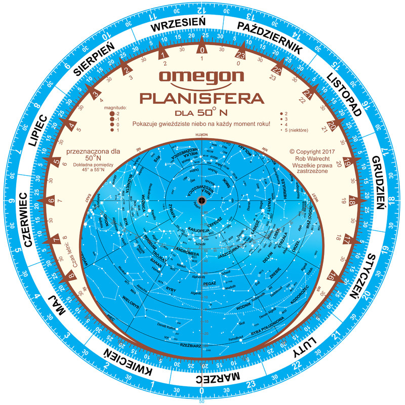 Omegon Harta cerului Obrotowa mapa nieba 25cm / 50°