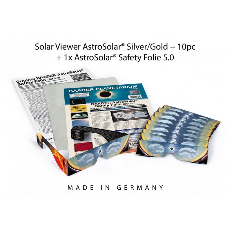 Baader Set de filtre solare: 10xOchelariAstroSolar® Silver/Gold și 1xFiltre folie fara celula
