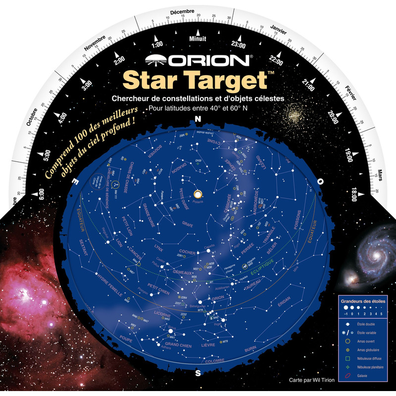 Orion Harta cerului Planisphère Star Target 40 à 60 degrés