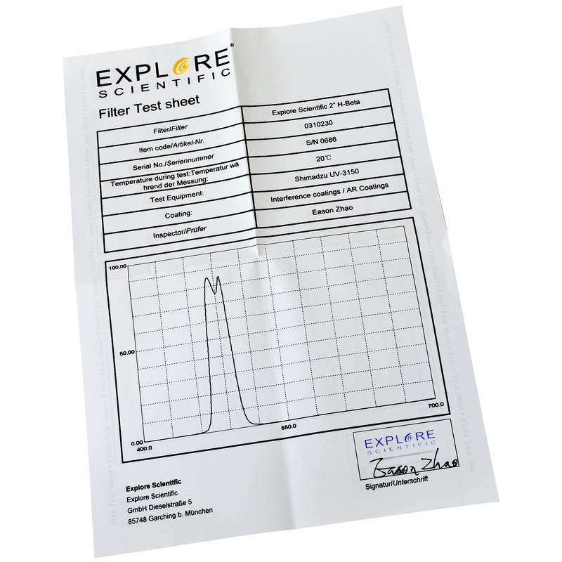 Explore Scientific Filtre Filtru 2" H-Beta