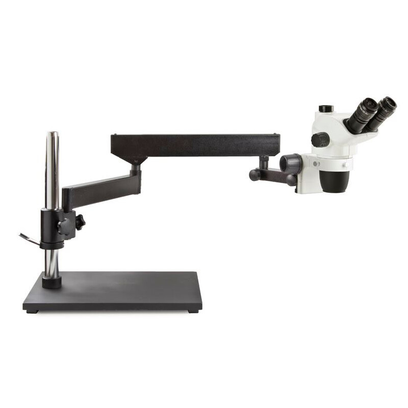 Euromex Microscop stereoscopic zoom NZ.1703-A, NexiusZoom EVO, 6,5x până la 55x, suport articulat, fără iluminare, trino