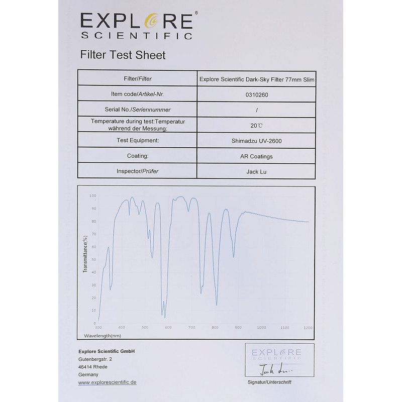 Explore Scientific Filtre Filtru DarkSky, 77mm