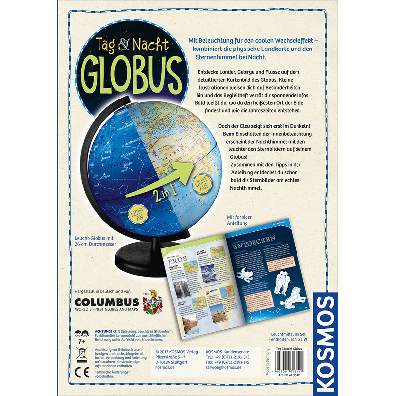 Kosmos Verlag Tag und Nacht Globus 26cm