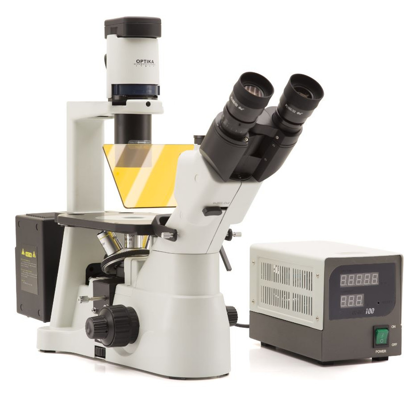 Optika Microscop inversat Mikroskop IM-3F-EU, trino, invers, phase, FL-HBO, B&G Filter, IOS LWD W-PLAN, 40x-400x, EU