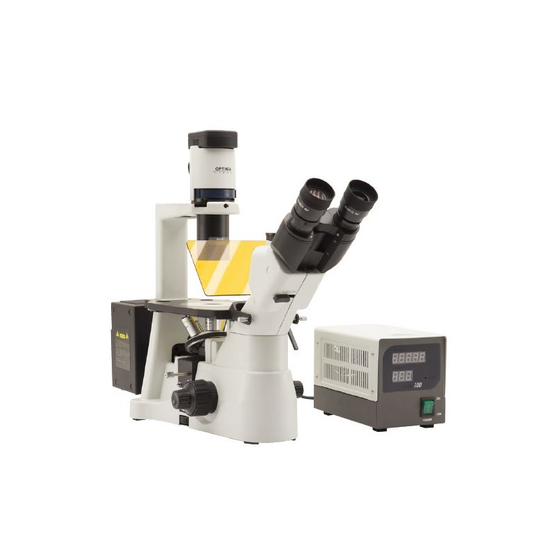Optika Microscop IM-3FL4-UK, trino, inversat, FL-HBO, Filtru B&G, IOS LWD U-PLAN F, 100x-400x, UK