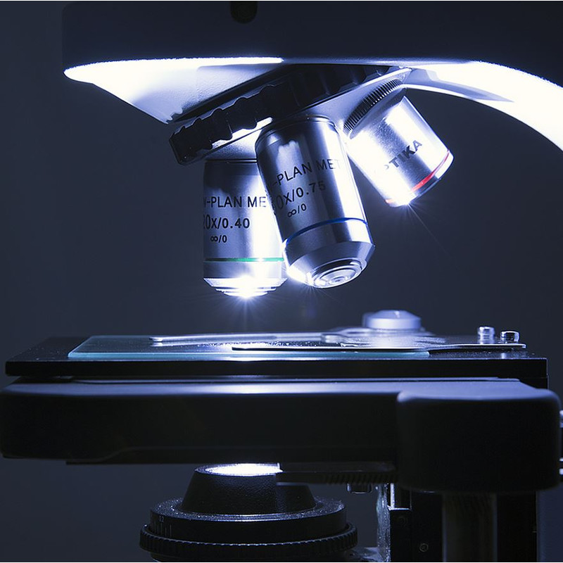 Optika Microscop B-510BF, brightfield, trino, W-PLAN IOS, 40x-1000x, EU