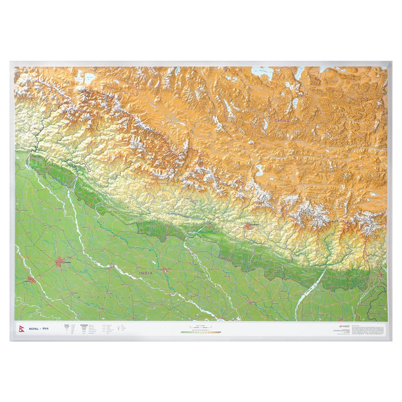 Georelief Harta regionala Nepal groß 3D