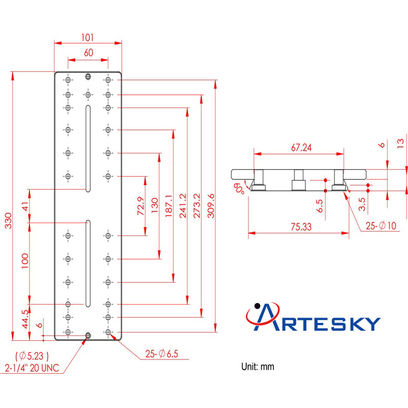 Artesky Placă de montare Losmandy-Style 330mm
