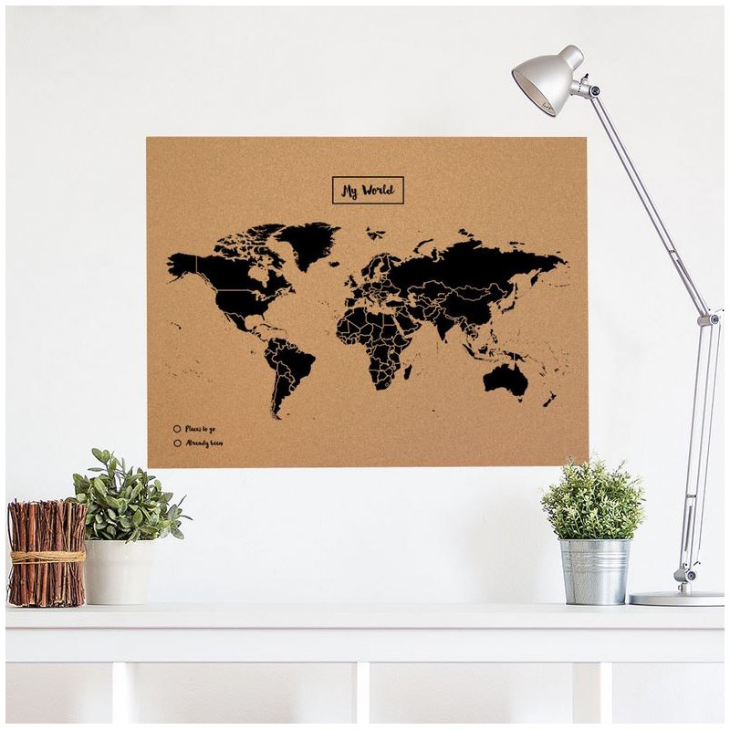 Miss Wood Harta lumii Woody Map Natural Cork XL black