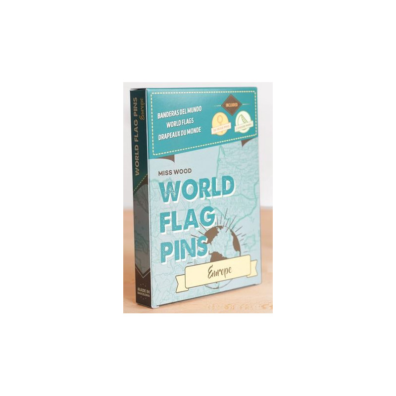 Miss Wood World Flag Pins Europe 25 pieces