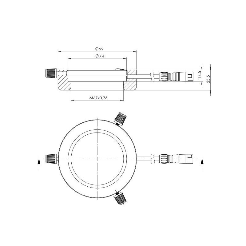 StarLight Opto-Electronics RL4-74-S4 R, segment, roșu (620 nm), Ø 74mm
