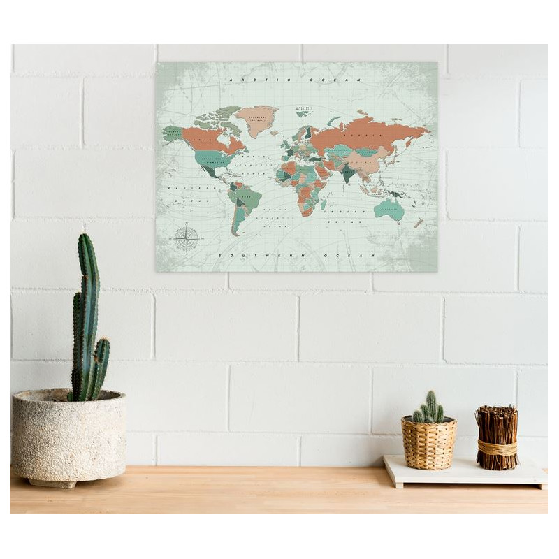 Miss Wood Harta lumii Hartă Woody Watercolour Terracotta L