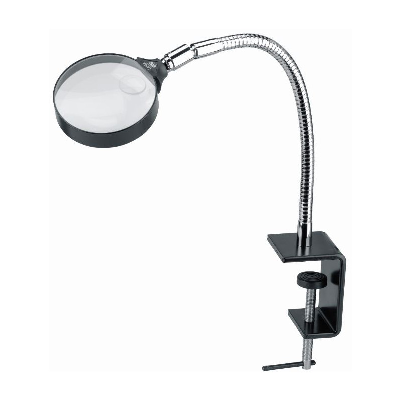 Schweizer Lupa Lupă pentru stand de lucru Clemă de masă, 2x/Ø120mm, biconvex