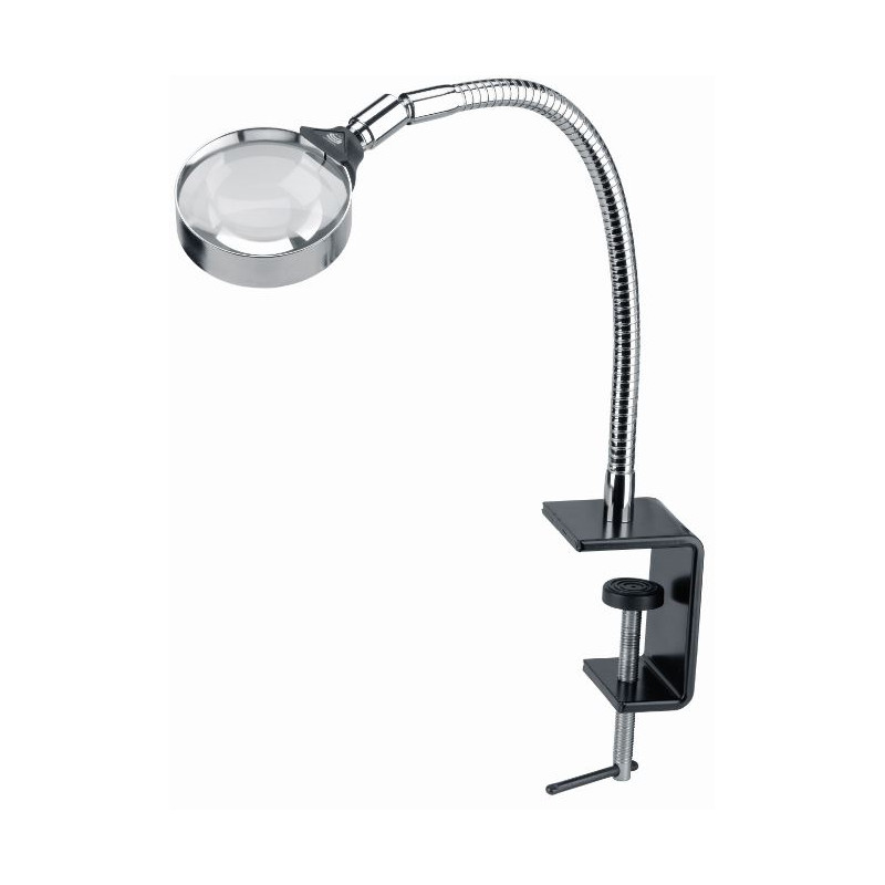 Schweizer Lupa Stativ de lucru, lupă, clemă de masă, 3x/Ø75mm, biconvex