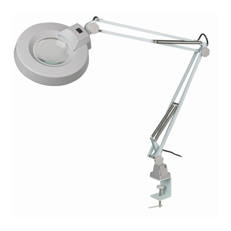 Schweizer Lupa Lampă de mărire cu braț de foarfecă, clemă de masă, 2x/Ø125mm, biconvex, 22W