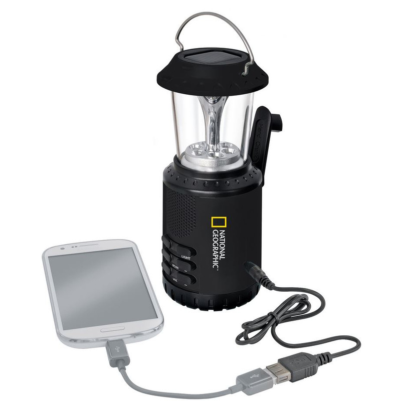 National Geographic Lanternă solară de camping cu radio