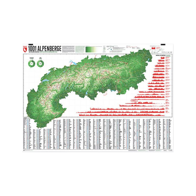 Marmota Maps Harta regionala Map of the Alps with 1001 Mountains and 20 Mountain trails