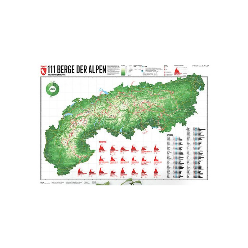 Marmota Maps Harta regionala Hartă alpină 111 munți și 20 de trasee de drumeție