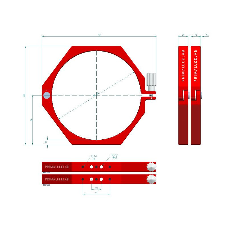 PrimaLuceLab Inele de prindere pentru tuburi PLUS 180mm
