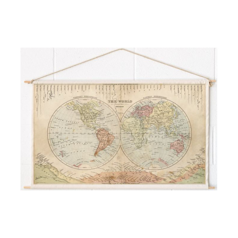 Miss Wood Harta lumii Woody Cotton Map Rivers and Mountains