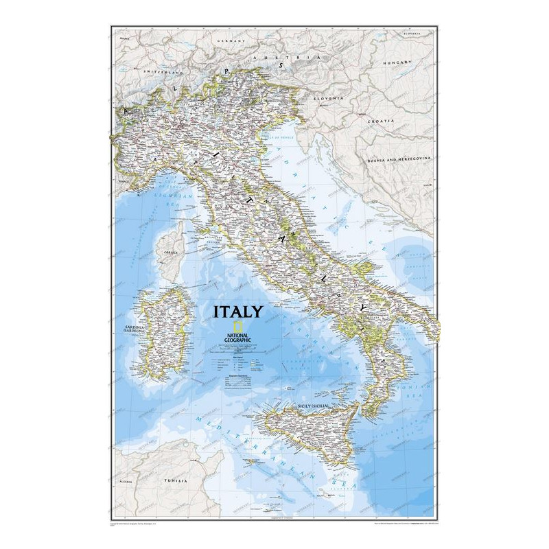 National Geographic Harta Italy corkboard framed (silver)