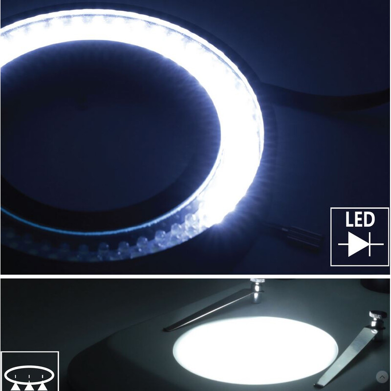 Optika microscopul stereoscopic zoom SZO-3, bino, 6,7-45x, stativ coloană, lumină incidentă și transmisă