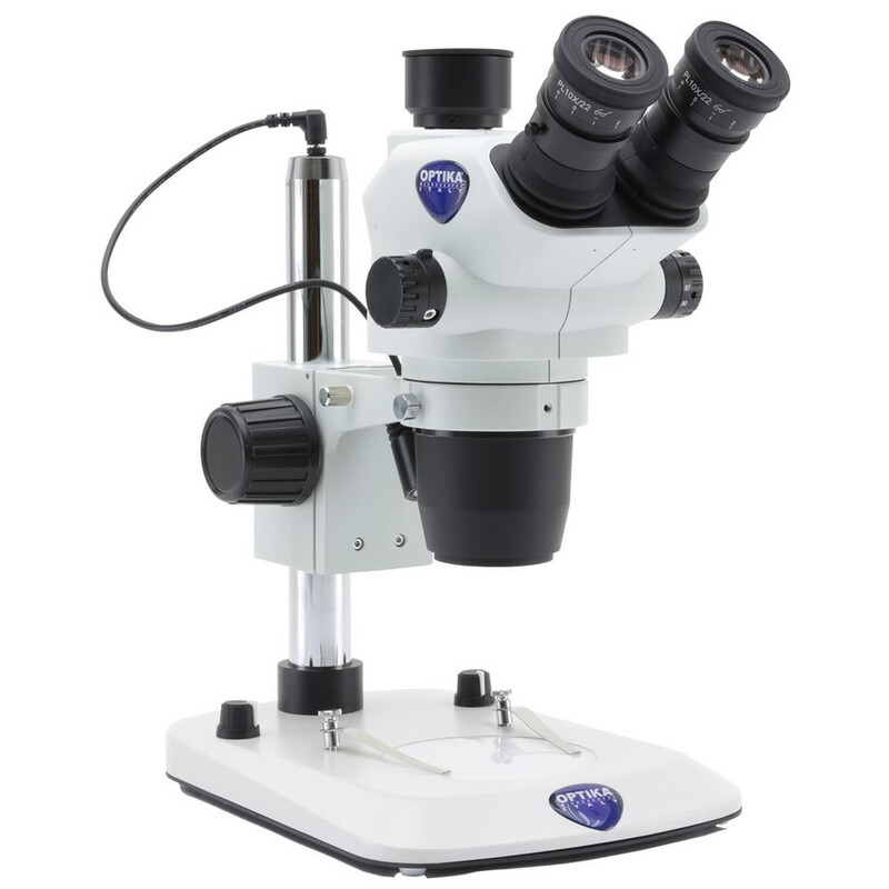 Optika microscopul stereoscopic zoom SZO-4, trino, 6,7-45x, stativ coloană, lumină incidentă și transmisă