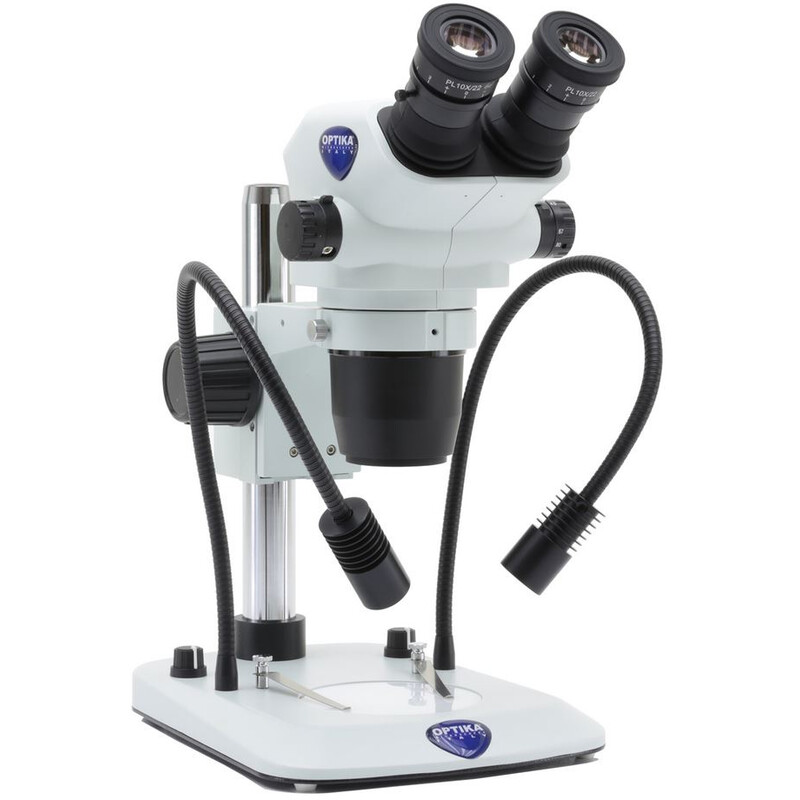 Optika Microscopul stereoscopic zoom SZO-5 , bino, 6,7-45x, Stativ coloană, Lumină incidentă și transmisă, reflector dublu