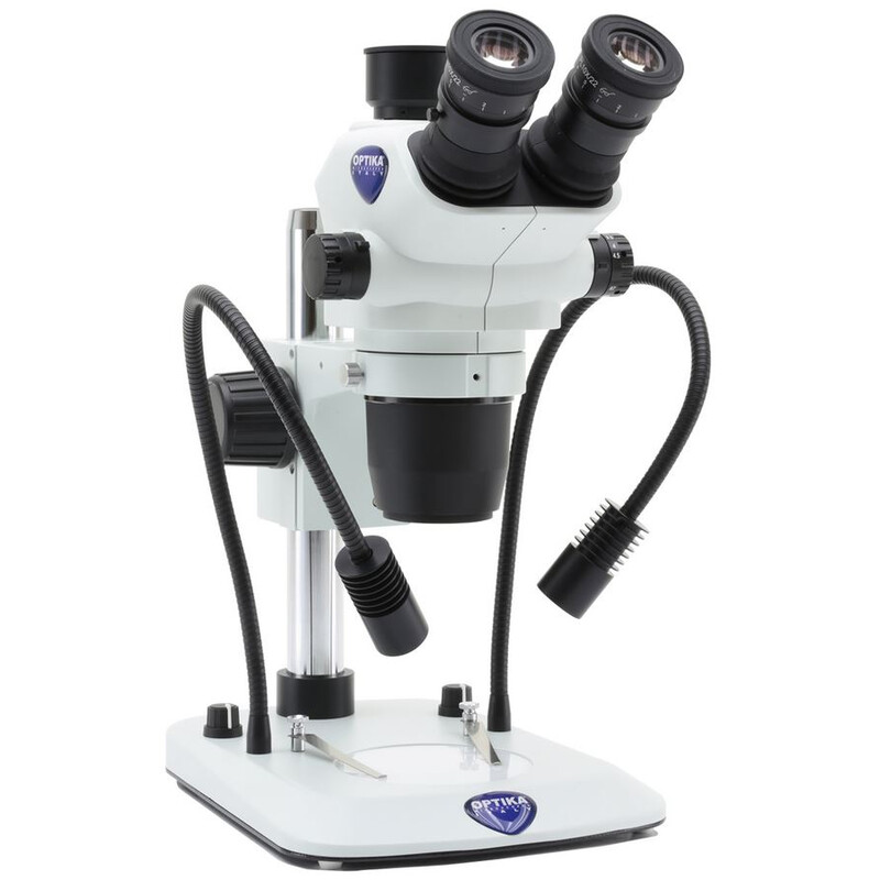 Optika Microscopul stereoscopic zoom SZO-6 , trino, 6,7-45x, Stativ coloană, Lumină incidentă și transmisă, reflector dublu