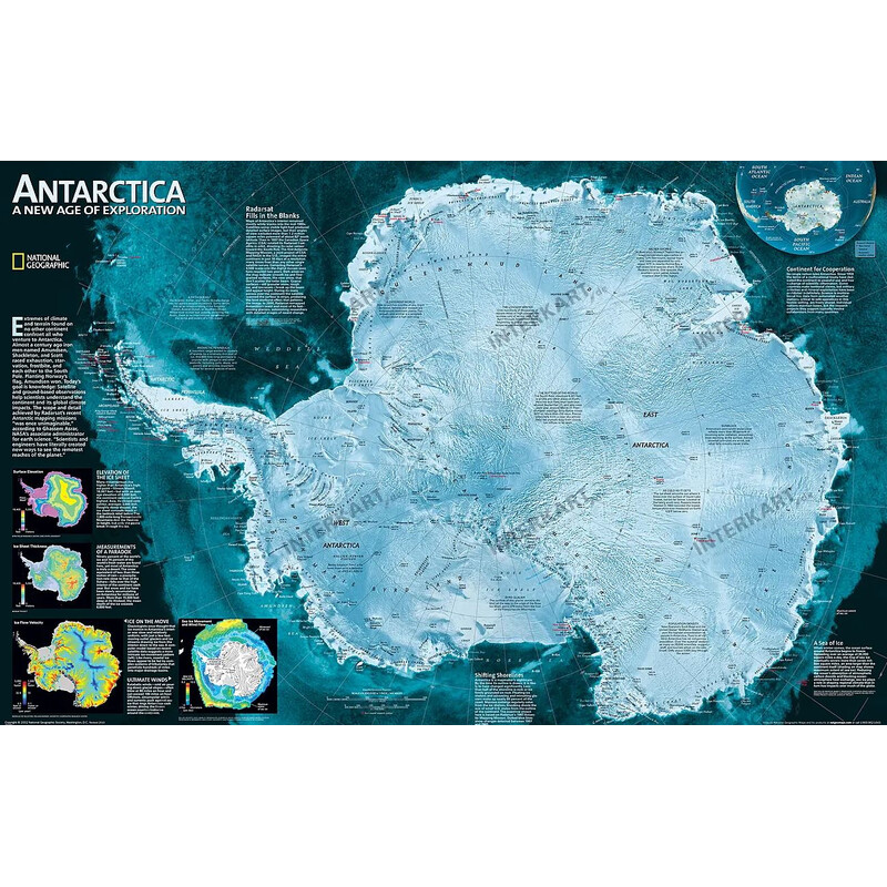 National Geographic Hartă continentală Antarctica