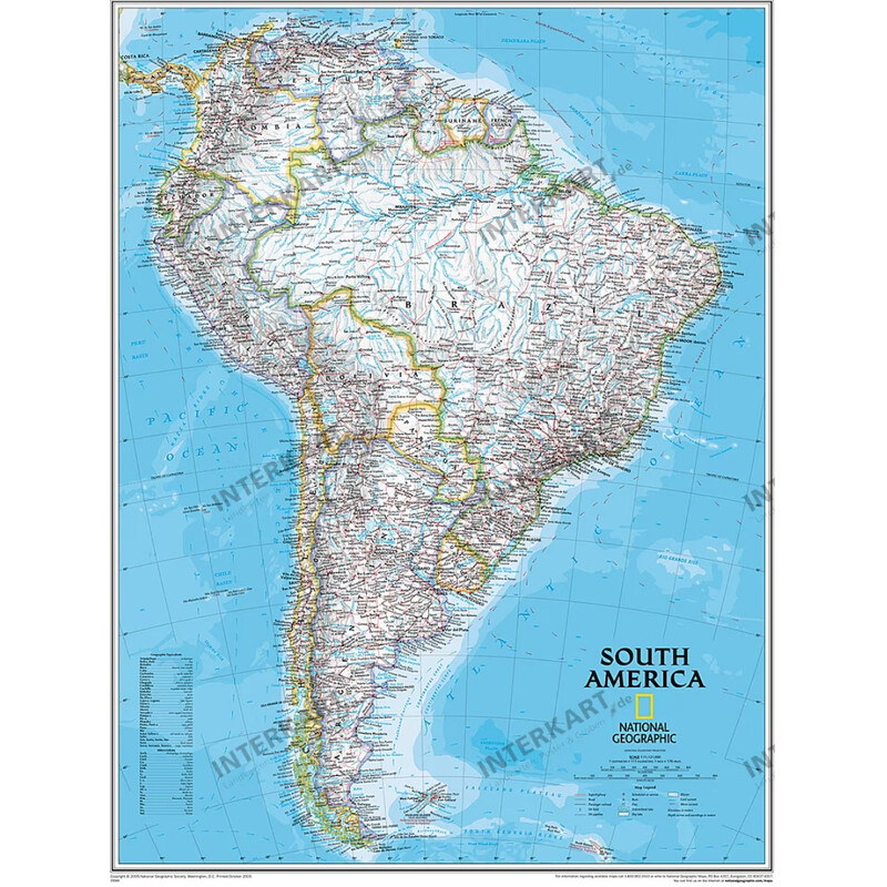 National Geographic Hartă continentală South America (91 x 117 cm)